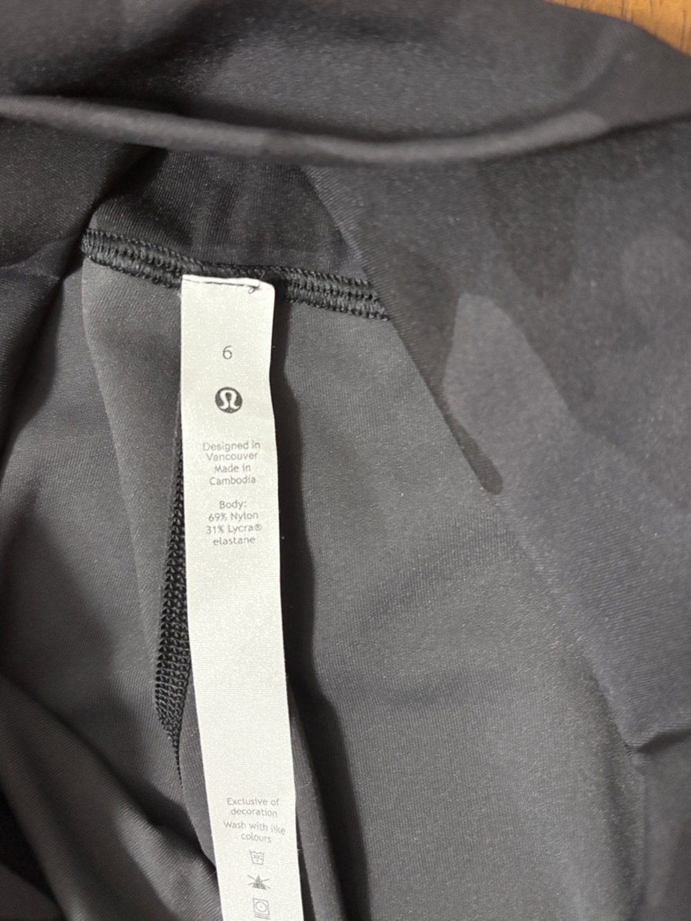 Lululemon Fast & Free Crop Leggings Size 6 Black Gray Camo High Rise Scallop Hem